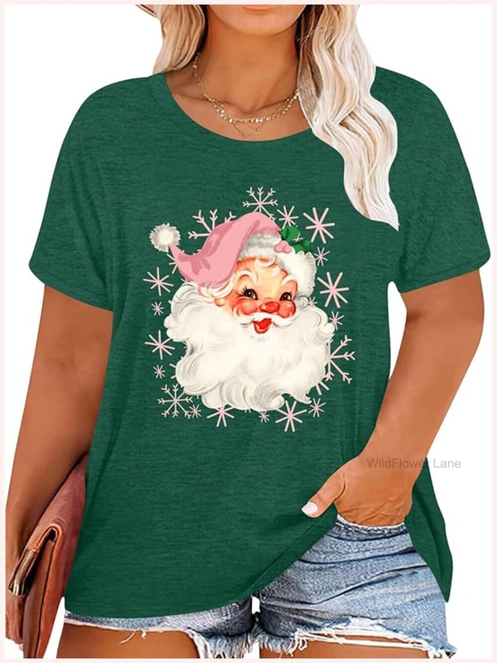 Plus Size Christmas Crew Tee Holiday Graphic Short Sleeve Top
